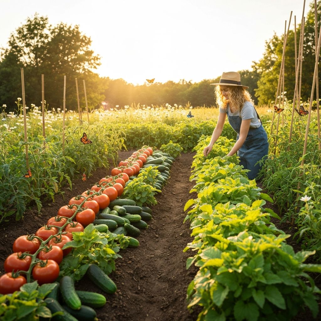 Fresh vegetables in a garden setting representing sustainable living